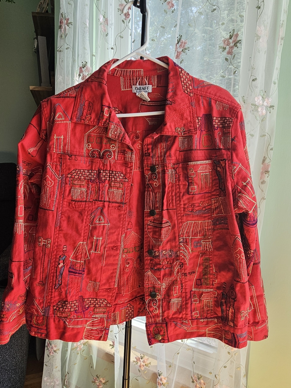 Graff Red Embroidered Jean Jacket